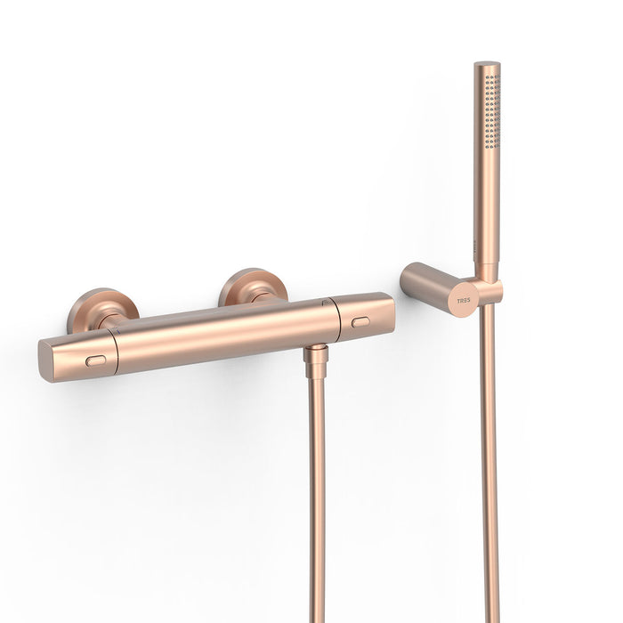 TRES 19016449OPM OVER-WALL Wall-Mounted Thermostatic Faucet Over-Wall Shower Matte 24K Rose Gold Color