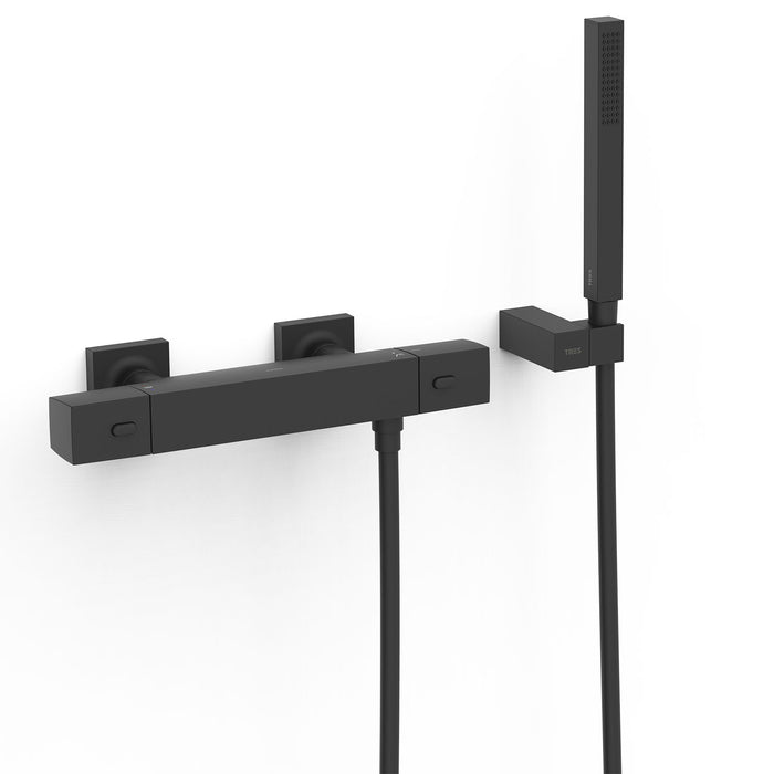 TRES 19016469NM OVER-WALL Grifo Termostático Mural Over-Wall Ducha Color Negro Mate