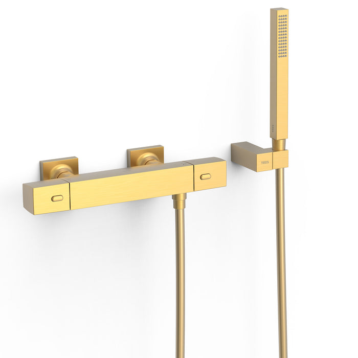 TRES 19016469OM OVER-WALL Wall-Mounted Thermostatic Faucet Over-Wall Shower Color Matte Gold 24K