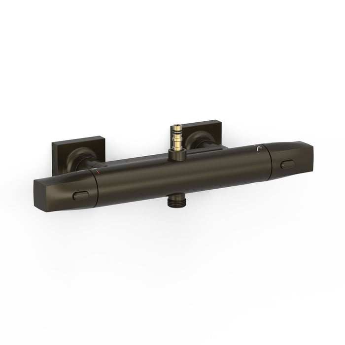 TRES 19016905KMB OVER-WALL Grifo Termostático Mural de 2 Vías Over-Wall con Conexión para Barra de Ducha Color Negro Bronce