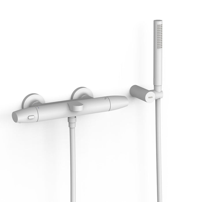 TRES 19017439BM OVER-WALL Wall-Mounted Thermostatic Faucet Over-Wall Bathtub and Shower Matte White