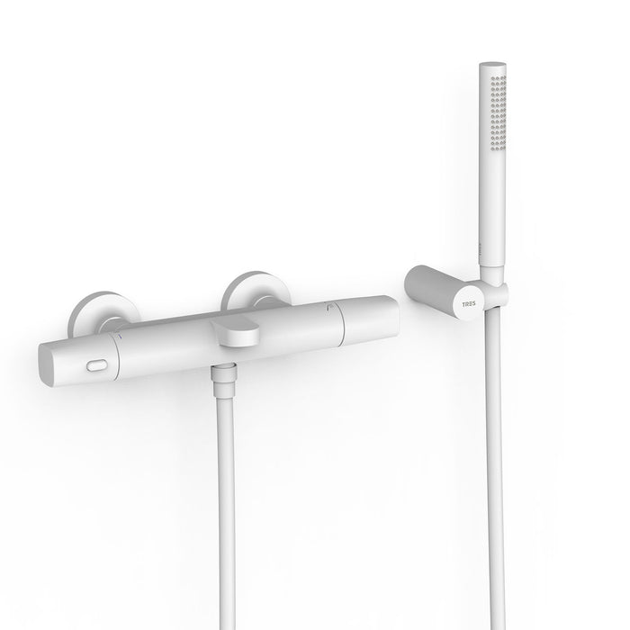TRES 19017449BM OVER-WALL Wall-Mounted Thermostatic Faucet Over-Wall Bathtub and Shower Matte White