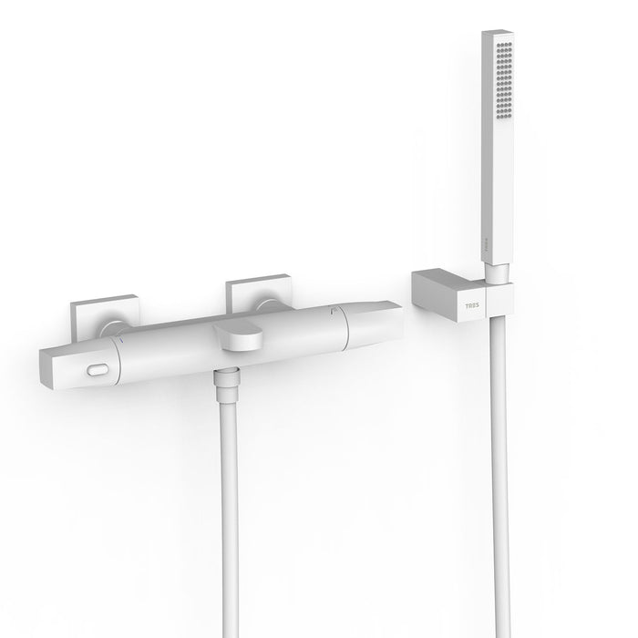 TRES 19017459BM OVER-WALL Wall-Mounted Thermostatic Faucet Over-Wall Bathtub and Shower Matte White