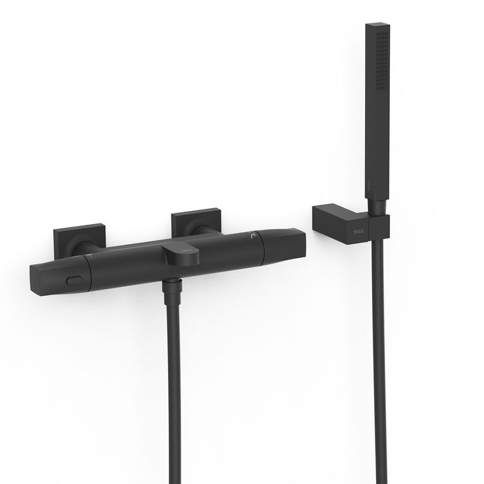 TRES 19017459NM OVER-WALL Wall-Mounted Thermostatic Faucet Over-Wall Bathtub and Shower Matte Black