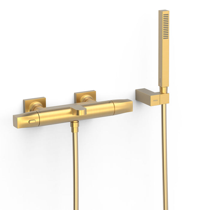 TRES 19017459OM OVER-WALL Wall-Mounted Thermostatic Faucet Over-Wall Bathtub and Shower 24K Matte Gold Color