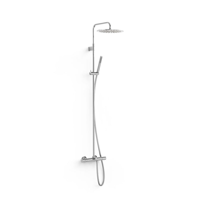 TRES 19031202 OVER-WALL 3-Way Telescopic Bath-Shower Thermostatic Tap with Chrome Diverter