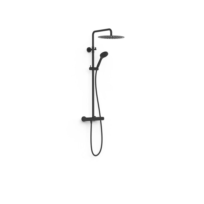 TRES 19038701NM OVER-WALL Conjunto de Grifo Termostático Mural Telescópica 2 Vías Ducha Color Negro Mate