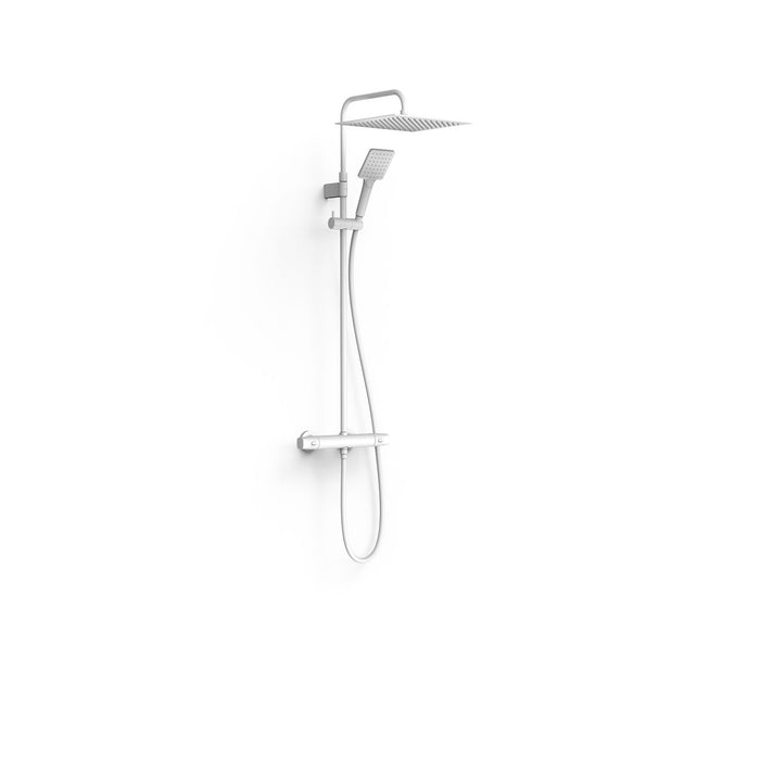TRES 19038702BM OVER-WALL Telescopic Wall-Mounted Thermostatic Faucet Set 2-Way Shower Matte White