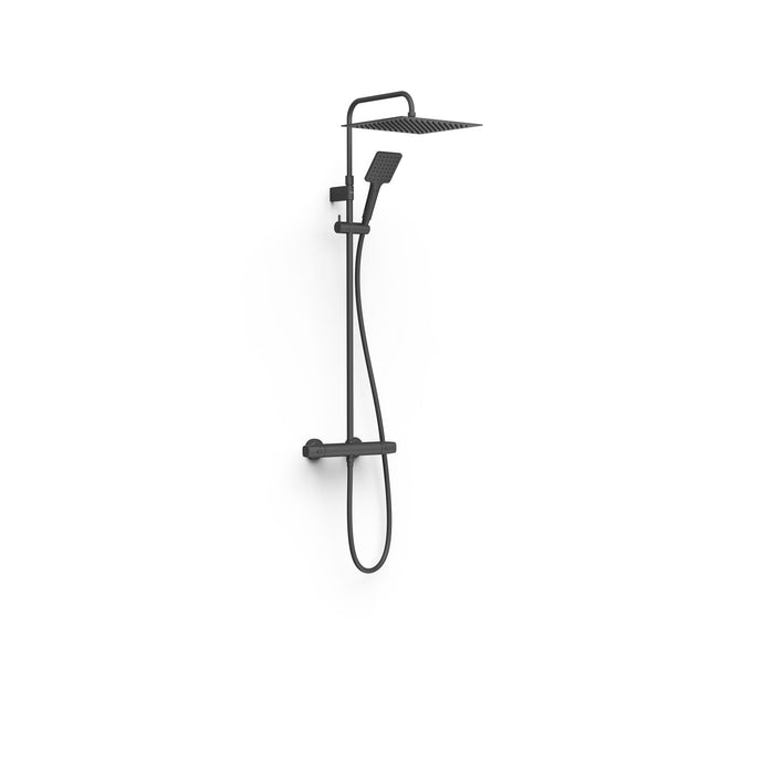 TRES 19038702NM OVER-WALL 2-Way Telescopic Wall-Mounted Thermostatic Shower Faucet Set Matte Black
