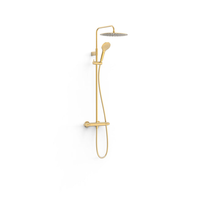 TRES 19038705OM OVER-WALL 2-Way Telescopic Wall-Mounted Thermostatic Shower Faucet Set 24K Matte Gold Color