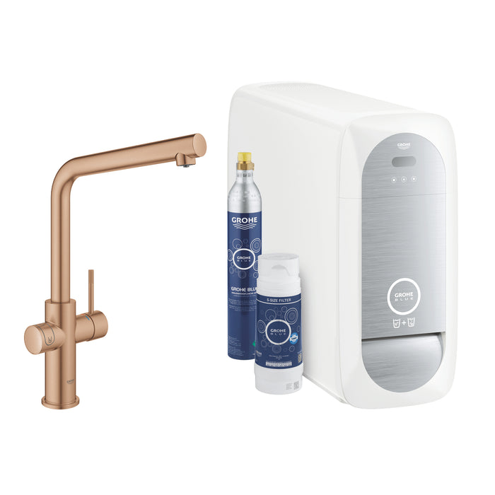 GROHE 31 454 DL1 BLUE Home Starter kit L-shaped brushed copper spout