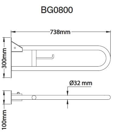MEDICLINICS BG0800CS Barra De Ayuda Abatible Inox Satinado 5 a 7 Días Mediclinics 