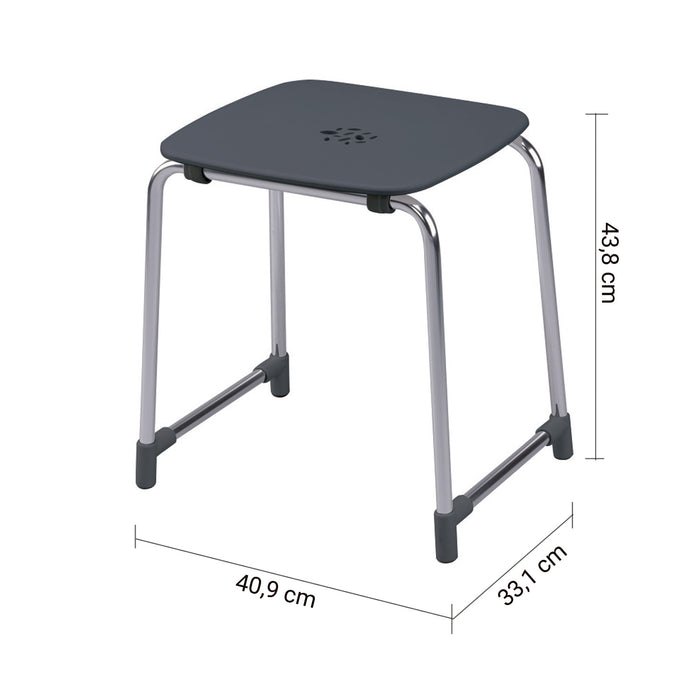 GEDY 60724300000 PRIMA CLASSE Taburete de baño antracita-cromo