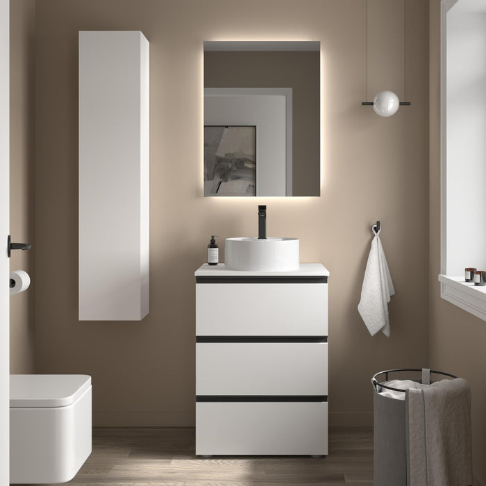 SALGAR BEQUIA METAL Mueble 3C Lavabo sobre encimera Blanco Mate