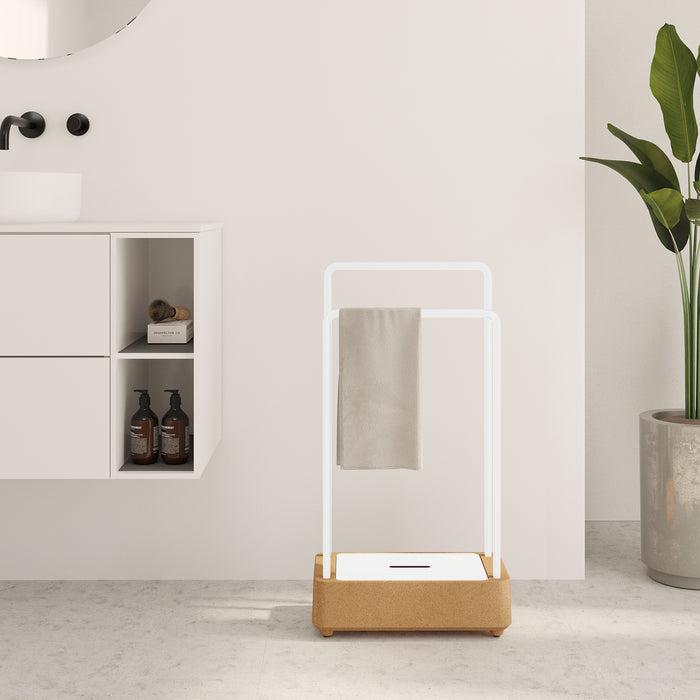 SONIA 199761 BIOCO Combi Toallero Doble Contenedor Nat Blanco