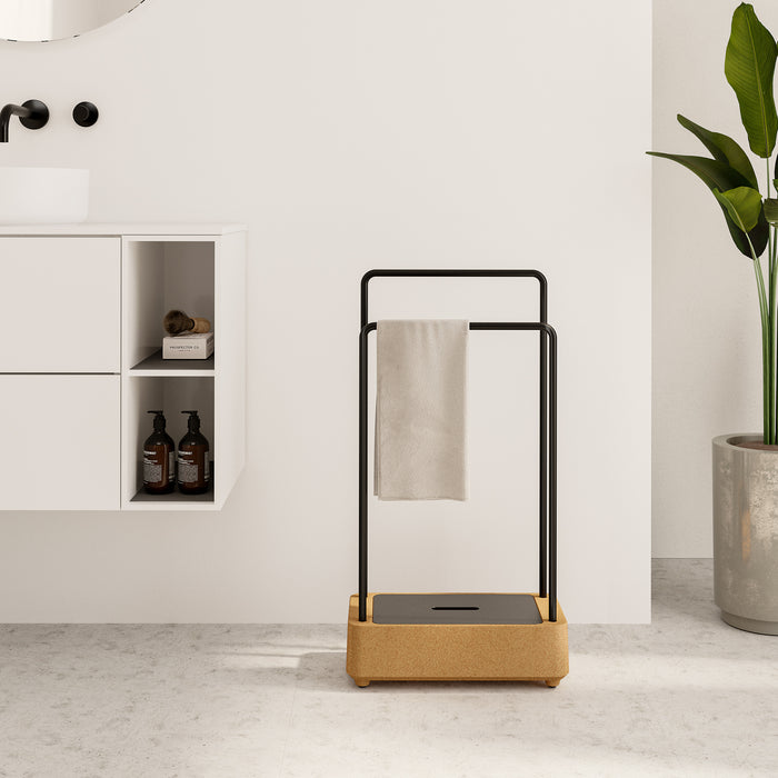 SONIA 199778 BIOCO Combi Toallero Doble Contenedor Nat Negro