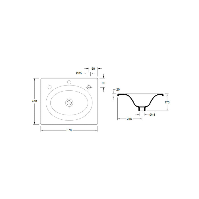 VALADARES 18841002C OASIS Lavabo de Encastre Blanco