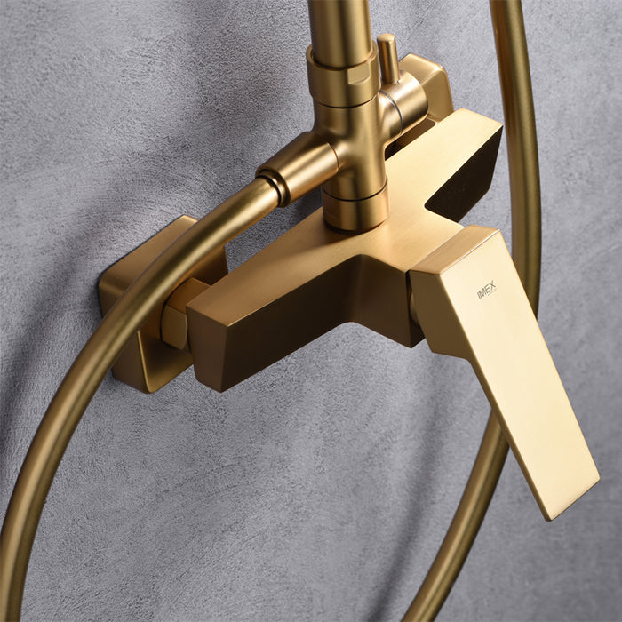 IMEX BDAR025/OC ART Brushed Gold Single Handle Shower Set