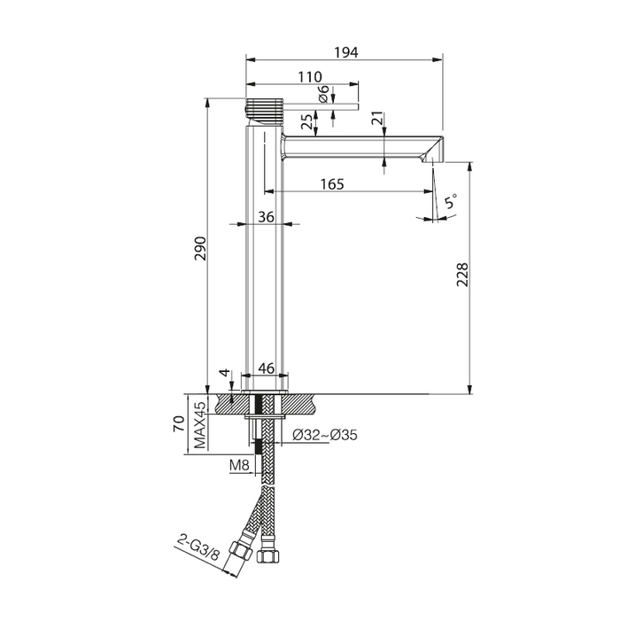 IMEX BDF065-3 FIRENZE-SASSARI Monomando Lavabo Alto Cromo