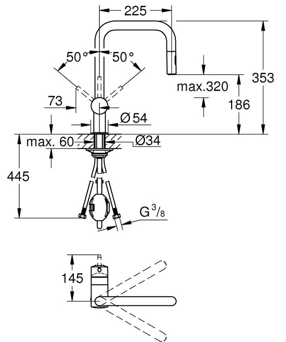 GROHE 32 322 DL2 Minta Monomando de fregadero 1/2" brushed warm sunset (cobre cepillado)