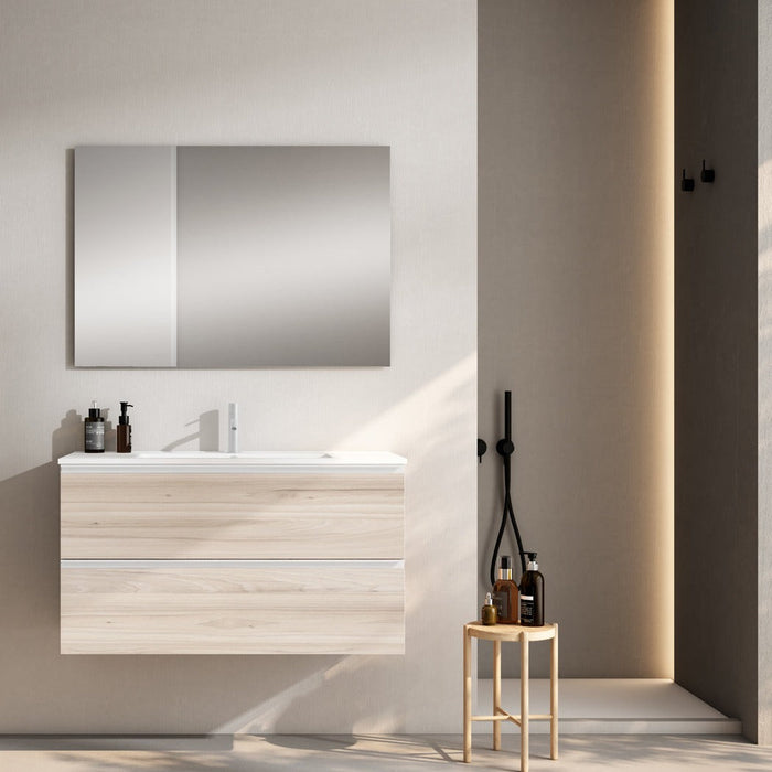 VISOBATH GRANADA Complete Set Wall Hung Bathroom Cabinet 2 Drawers Alder Color White Handle