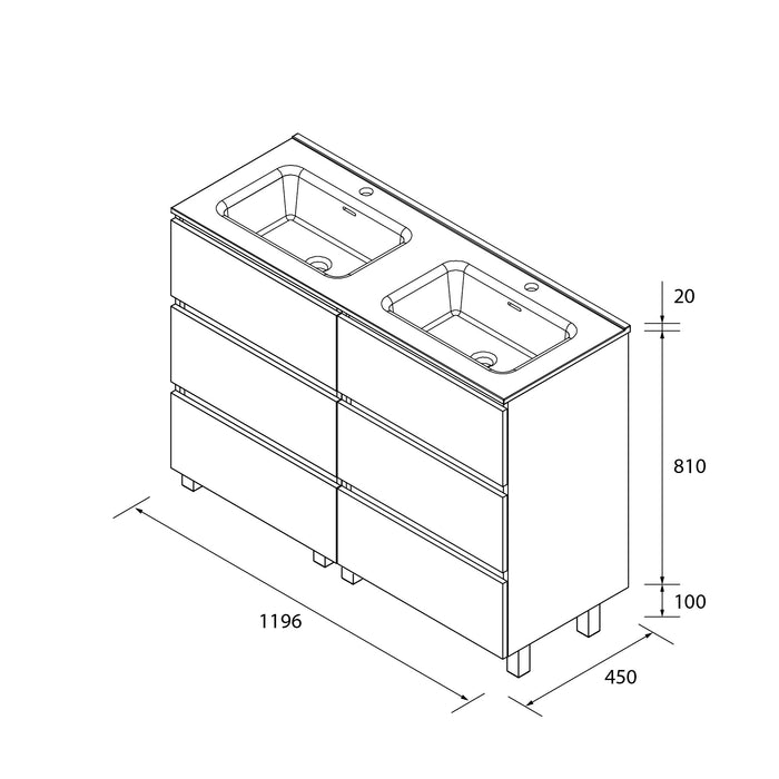 SALGAR BEQUIA Mueble 3C Lavabo Constanza 120 cm Roble