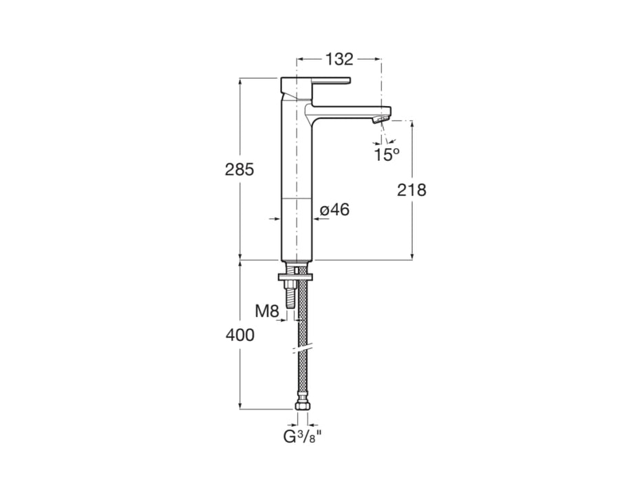 ROCA A5A3B96CN0 NAIA Grifo Monomando Lavabo con Caño Alto Cold Start Negro Titanio