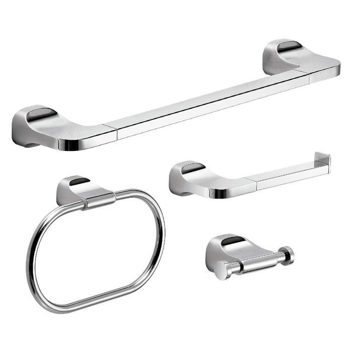 GEDY ST991300002 Set 4 Pieces (35Cm Towel Rack, Toilet Paper Holder, Hook, Ring) Chrome