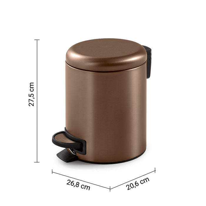 GEDY 33098200000 POTTY Papelera redonda con tapa 5 L oro rosa