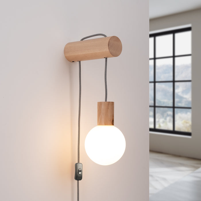 SOLLUX SL.1645 Lámpara de pared NIBMI G9 con interruptor madera natural/blanco/negro