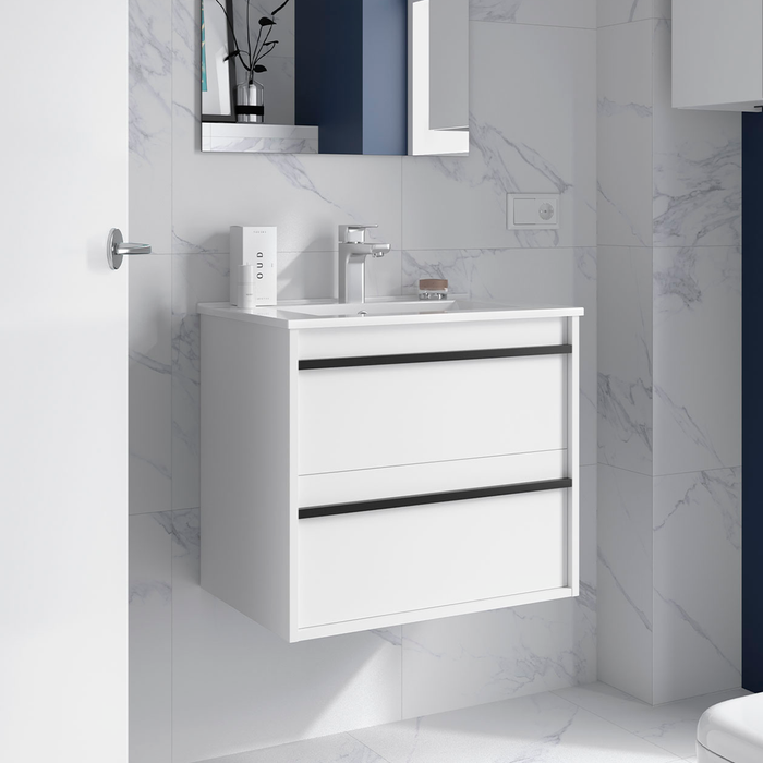 SALGAR ATTILA Bathroom Furniture with Sink 2 Drawers Matte White Color