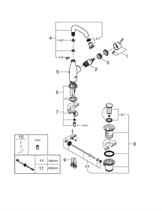 GROHE 24 178 AL1 ESSENCE Monomando de bidé 1/2" tamaño S grafito cepillado