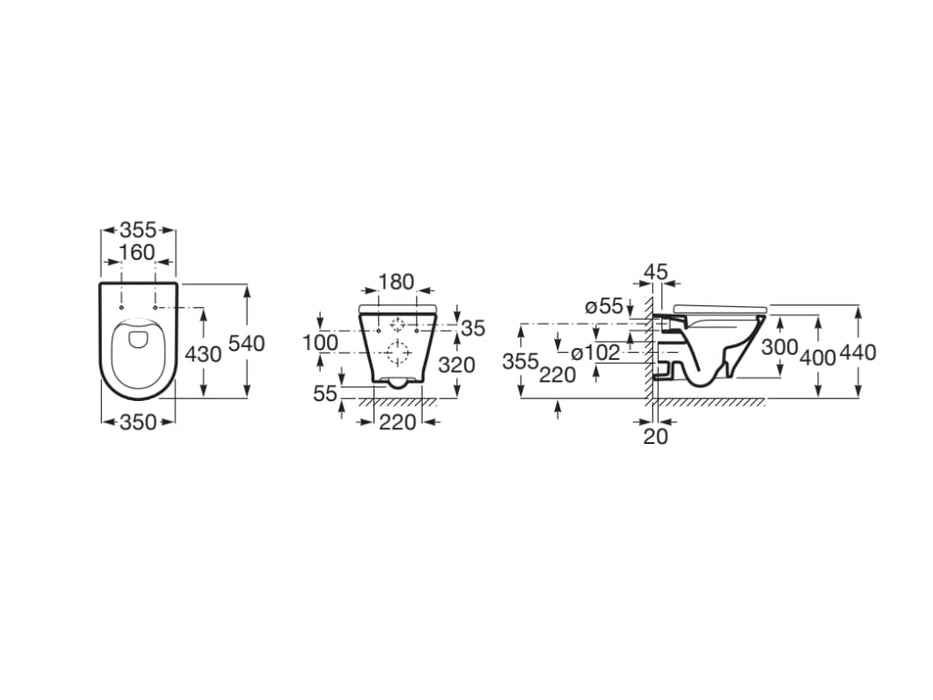 ROCA A3460NL000 THE GAP ROUND Rimless Taza Suspendida Fijaciones Ocultas