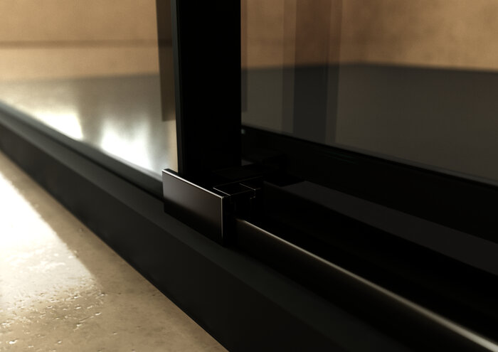 PROFILTEK SA-320 SALMA 2 hojas correderas+2 hojas fijas. 6 MM Negro Transparente