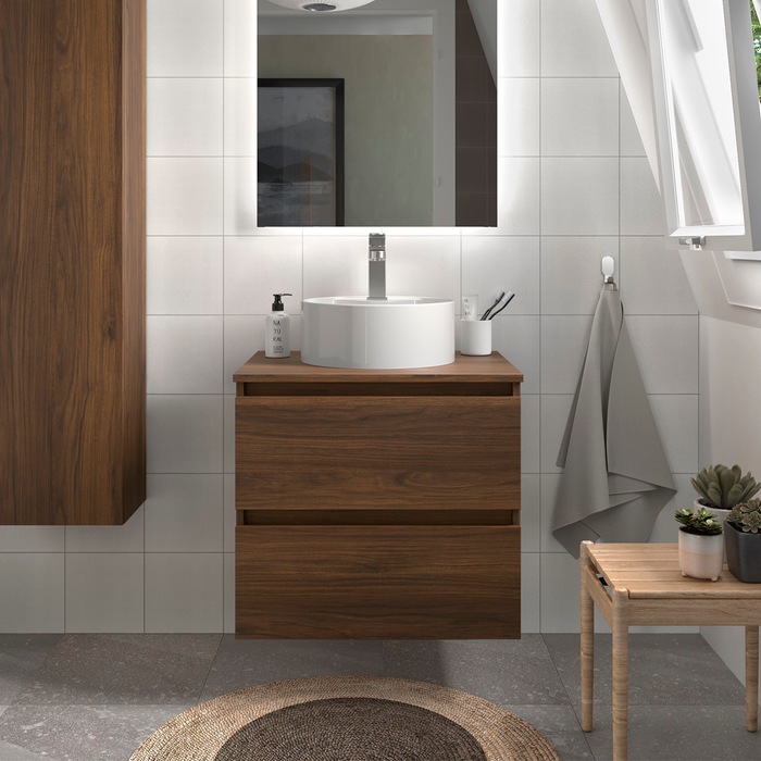 SALGAR BEQUIA Mueble de Baño con Tapa Encimera Color Nogal Maya
