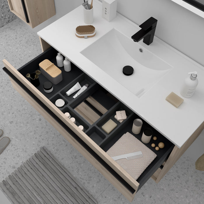 SALGAR 105165 ATTILA Mueble de Baño con Lavabo 6 Cajones 120 cm Color Natural