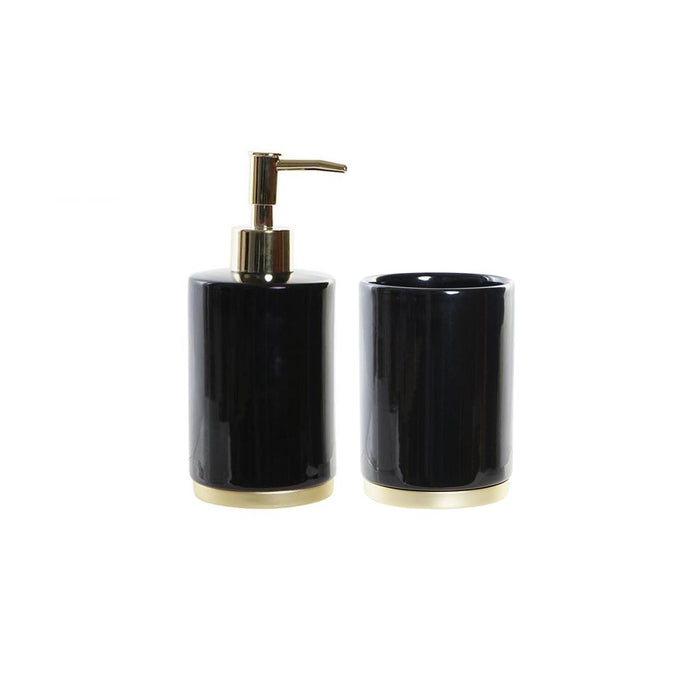 ARCOBAÑ FCTURIN  Set Dosificador/dispensador Jabón + Vaso Gres Negro Turín