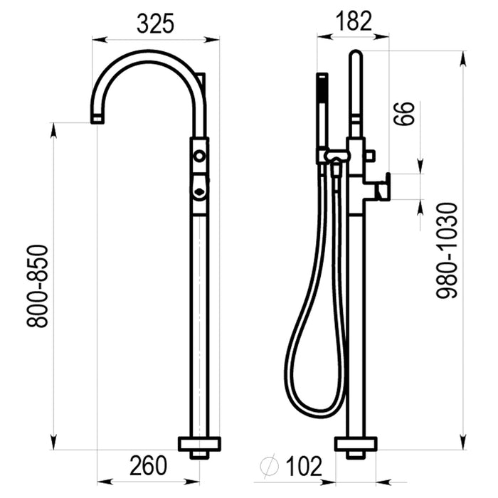 PRESTO 4651100 Aroha grupo baño-ducha pie Cromo