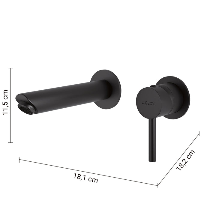 GEDY MXGA0714000 GARDA Grifo de pared para lavabo negro mate