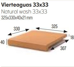 GRES DE ARAGON 900191 NATURAL Vierteaguas 33x33 (Caja 6 Piezas)