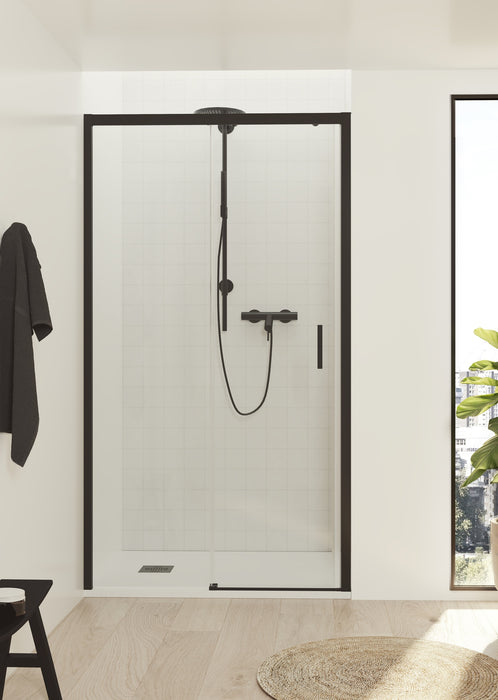 BATHME NOEL-1 Mampara Ducha 1 Fijo+1 Corredera Negro Transparente