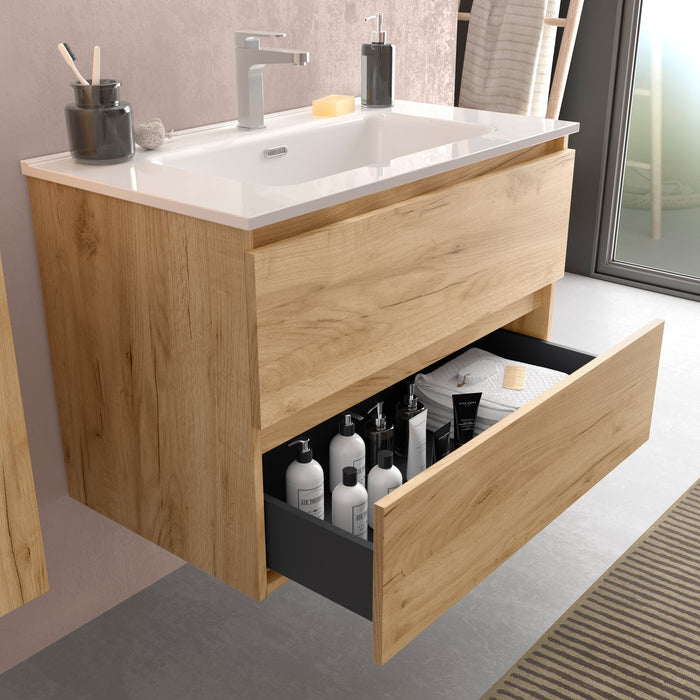 SALGAR BEQUIA Mueble de Baño con Lavabo Color Roble África