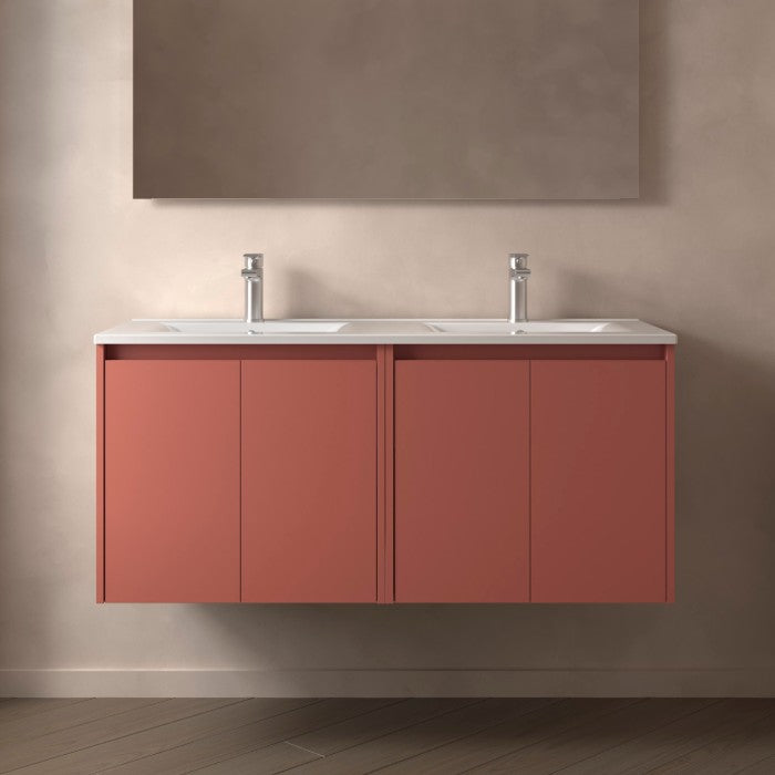 SALGAR 105055 NOJA Mueble+Lavabo 4 Puertas 120 cm Color Rojo Satinado