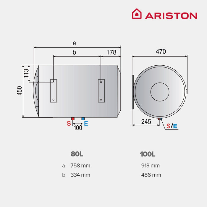ARISTON BLU1 ECO Termo Eléctrico Horizontal Clase Energética B