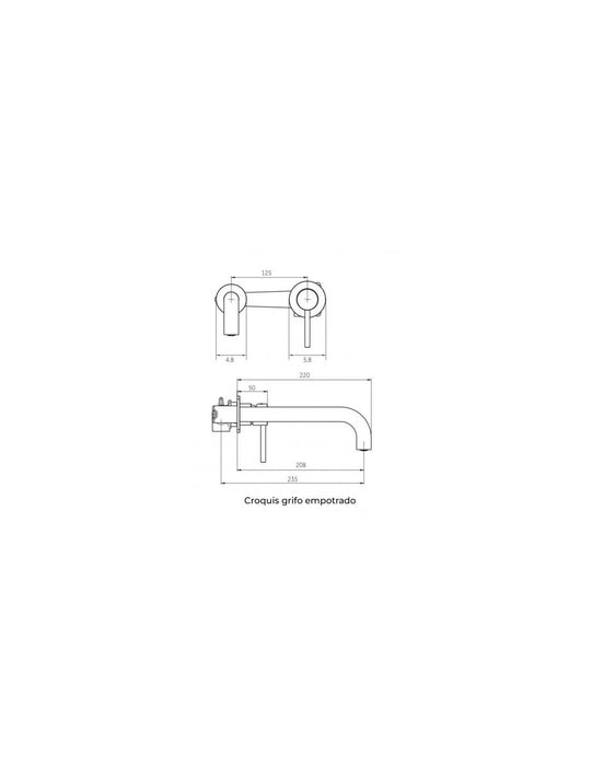 GME 3190OR SIRIO Grifo Monomando Empotrado Lavabo Oro Cepillado
