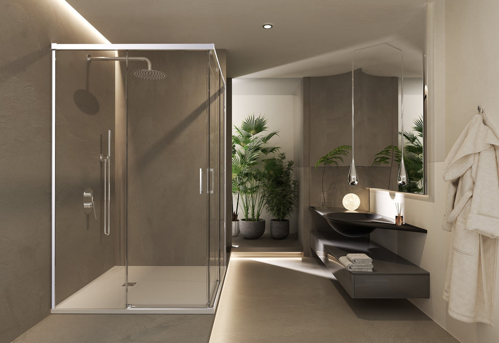 SB_X STYLO Mampara Ducha Rectangular Cromo Transparente