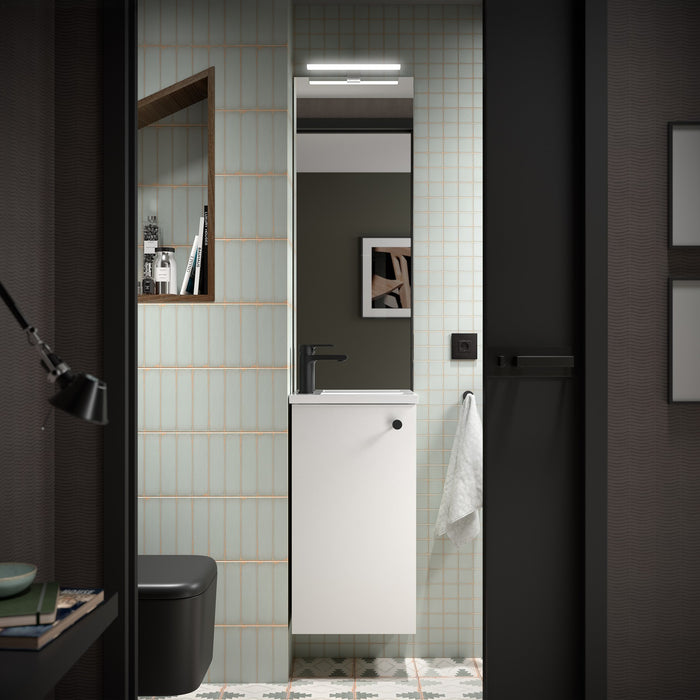 SALGAR 104993 MARVILLE Complete Set Mini Bathroom Cabinet with Sink 1 Door Matte White Color