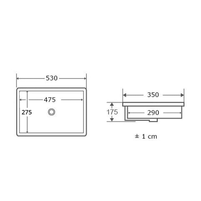 AQUORE 385359 NUE 53BE Lavabo Bajo Encimera Blanco