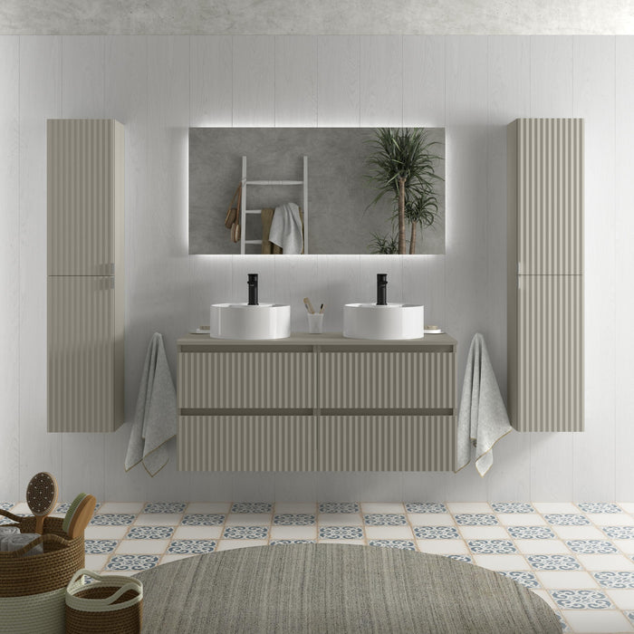 SALGAR 121774 KIRA Mueble de Baño 2 pozas Porcelana 120cm Gris mate
