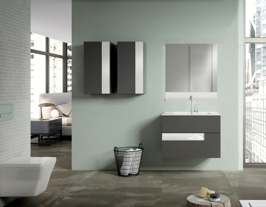 VISOBATH VISION Complete Furniture Set Wall Hung 2 Drawers Glossy Gray/White